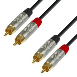 Adam Hall K4TCC0060 Cable de audio de 2 RCA macho a 2 RCA macho 0,6 m.
