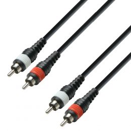 Adam Hall  K3TCC0100 M Cable de audio de 2 conectores RCA macho a 2 conectores RCA macho, 1 m