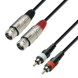 Adam Hall K3TFC0100 Cable de audio de 2 conectores RCA macho a 2 conectores XLR hembra, 1 m