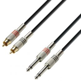 Adam Hall K3TPC0300 Cable de audio de 2 RCA macho a 2 Jacks mono 3 m.