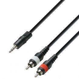 Adam Hall K3YWCC0100 Cable de audio de Minijack estéreo a 2 RCA macho 1 m.