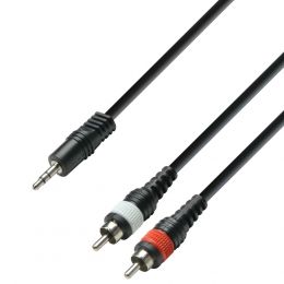 Adam Hall K3YWCC0300 Cable de audio de Minijack estéreo a 2 RCA macho 3 m.