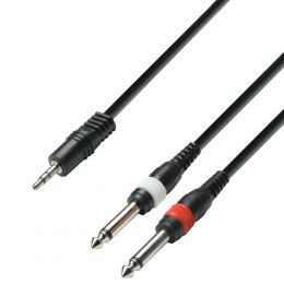 Adam Hall K3YWPP0100 Cable de audio Minijack estéreo a 2 Jack mono de 1 m.