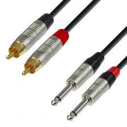 Adam Hall K4TPC0090 Cable de audio de 2 RCA macho a 2 Jacks mono 0,9 m.