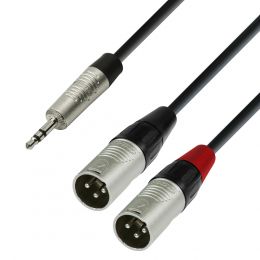Adam Hall K4YWMM0180 Cable de audio Minijack estéreo a 2 XLR macho de 1,8 m.