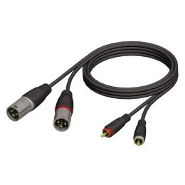 Adam Hall KCREF7013 Cable de audio de 2 XLR macho a 2 RCA macho de 3 m.