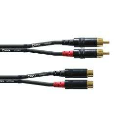 Cordial CFU 3 CE Cable de 2 RCA macho a 2 RCA hembra de 3 m