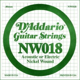 D'Addario NW018 Cuerda suelta entorchada para guitarra eléctrica o acústica 018