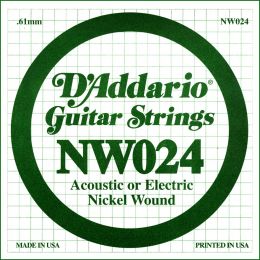 D'Addario NW024 Cuerda suelta entorchada para guitarra eléctrica o acústica 024