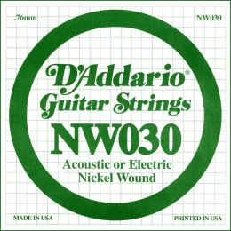 D'Addario NW030 Cuerda suelta entorchada para guitarra eléctrica o acústica 030