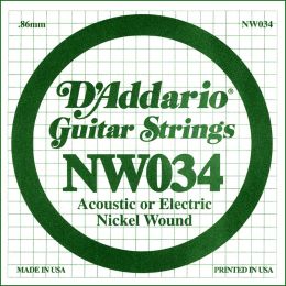 D'Addario NW034 Cuerda suelta entorchada para guitarra eléctrica o acústica 034