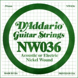 D'Addario NW036 Cuerda suelta entorchada para guitarra eléctrica o acústica 036