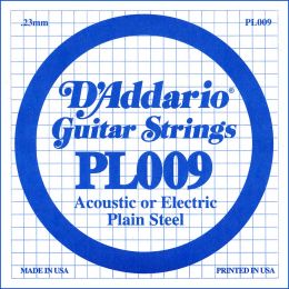 D'Addario PL009 Cuerda suelta plana para guitarra eléctrica o acústica 009