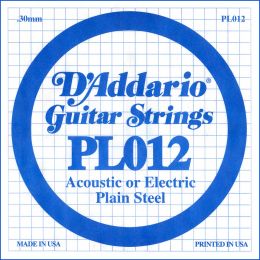 D'Addario PL012 Cuerda suelta plana para guitarra eléctrica o acústica 012