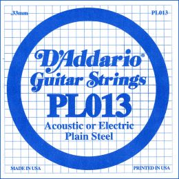 D'Addario PL013 Cuerda suelta plana para guitarra eléctrica o acústica 013