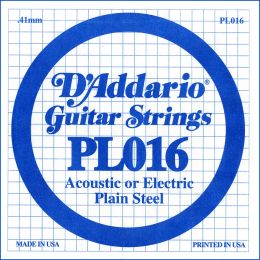 D'Addario PL016 Cuerda suelta plana para guitarra eléctrica o acústica 016