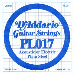 D'Addario PL017 Cuerda suelta plana para guitarra eléctrica o acústica 017