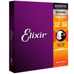 Elixir strings Nanoweb 80-20 ML 12-56 Juego de cuerdas para guitarra acústica