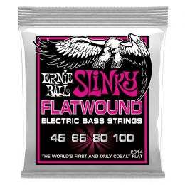 Ernie Ball EB2814 Super Slinky 45-100 Juego de cuerdas para bajo entorchado plano