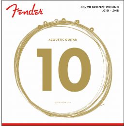 Fender 70XL 80/20 Bronze Acoustic Strings .010 -.048 Juego de cuerdas para guitarra acústica