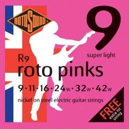 Rotosound R9 roto pinks Juego de cuerdas para guitarra eléctrica 9-42