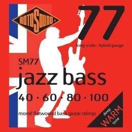 Rotosound SM77 jazz bass Juego de cuerdas para bajo entorchado plano 40-100