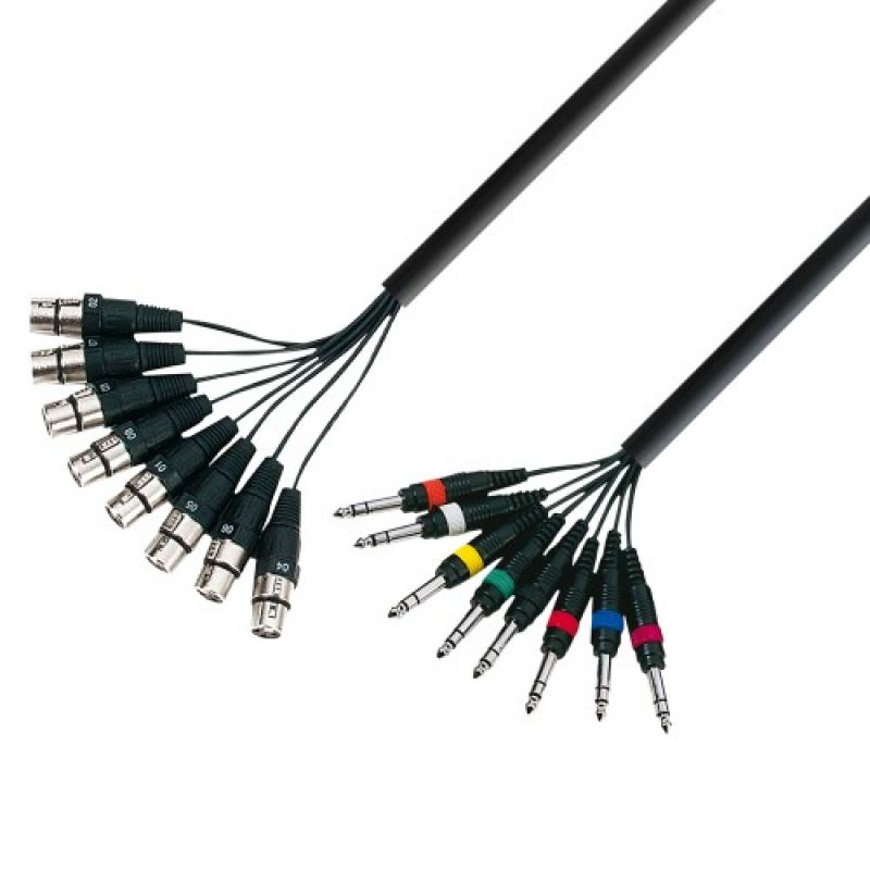 Adam Hall K3 L8 FV 0300 Manguera de Cable de 8 XLR hembra a 8 Jacks 6,3 mm estéreo 3 m adam-hall_k3-l8-fv-0300-imagen-0